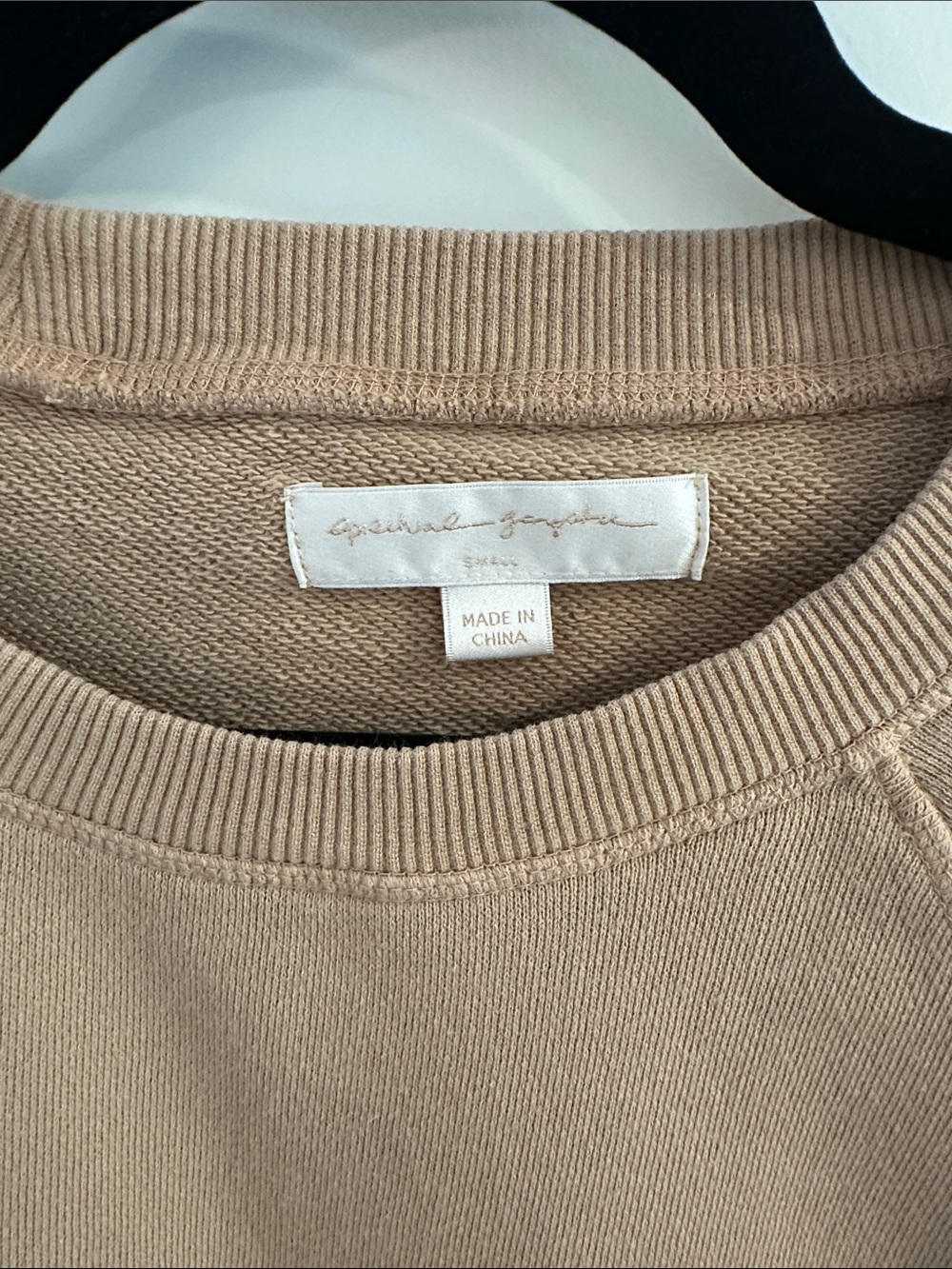 Spiritual Gangster Beige Crewneck Sweatshirt with Subtle Pink Logo - Picture 3 of 4